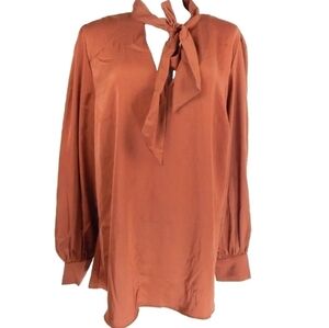 City Chic Copper Satin Tie Neck Blouse